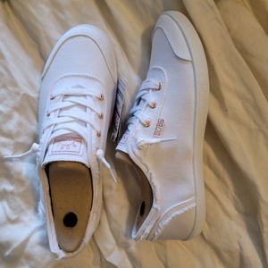 Bobs white and rose gold sneakers